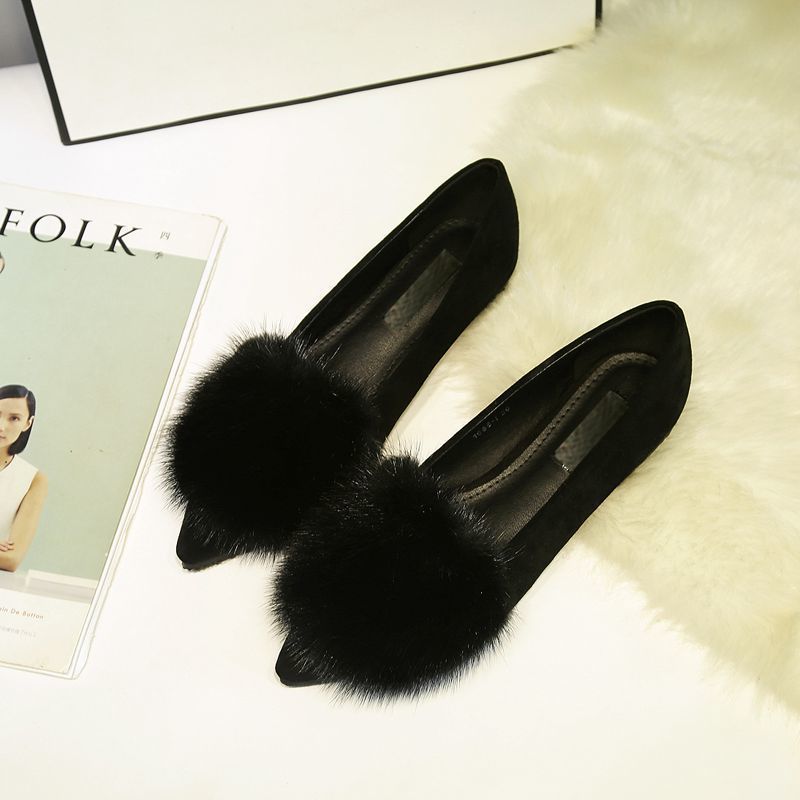 Women's Toe Mink Fur Sport Veet Padded Plus Women's Casual Shoes
