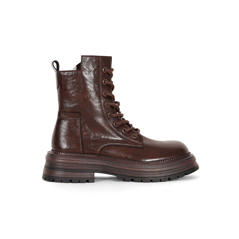 Women's Milk Drinking Sheepskin Uncle's Genuine Platform Martin British Style Boots