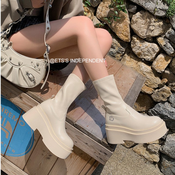 Small Stretch Thin Hot High Leg Women's Leather Boots