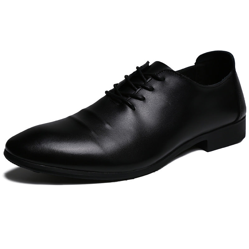 Men's Genuine Fashion Soft Black Breathable Height Increasing Insole Business Men's Casual Leather Shoes