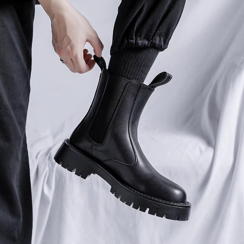 Men's Chelsea Winter Mid Black British Style Boots