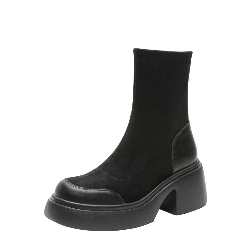 Women's Suede Dr. Martens Platform Ankle Chunky Boots