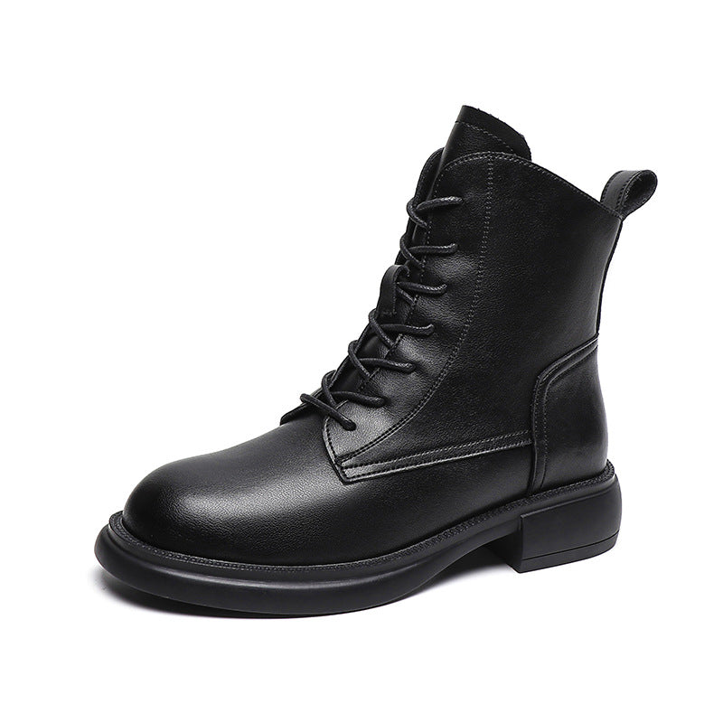 Women's British Style Black Martin Veet Short Winter Heels