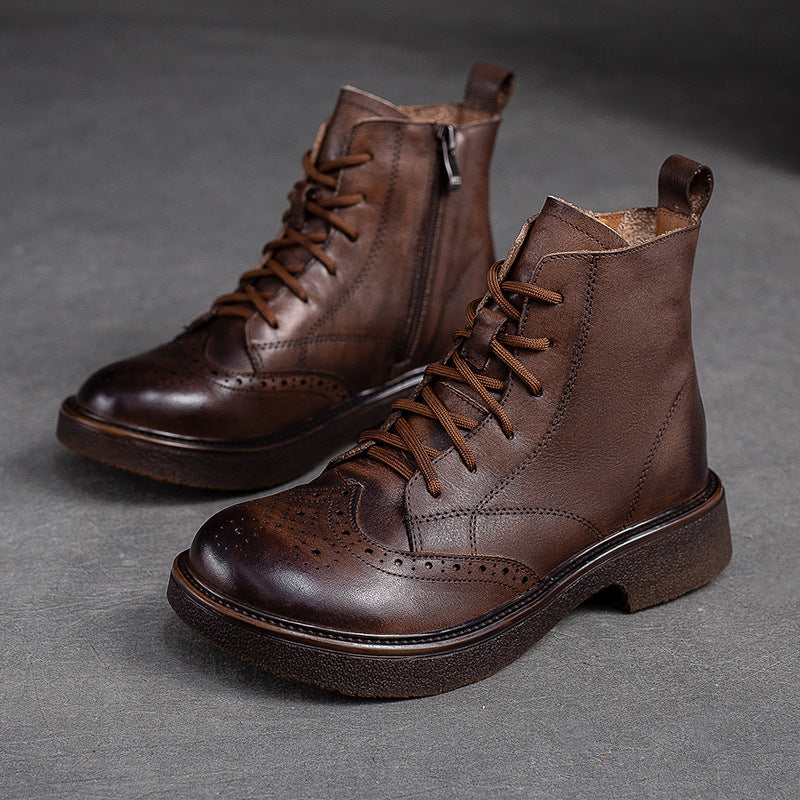 Women's Fashionable Side Zipper Hand-rub Color First Boots