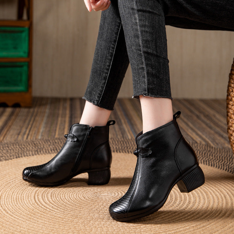 Women's Ankle Soft Bottom Mid Chunky Retro Boots