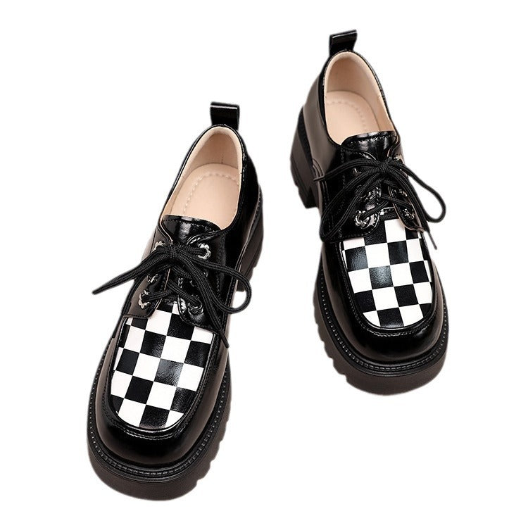 Women's British Muffin Black Platform Retro Large Casual Shoes