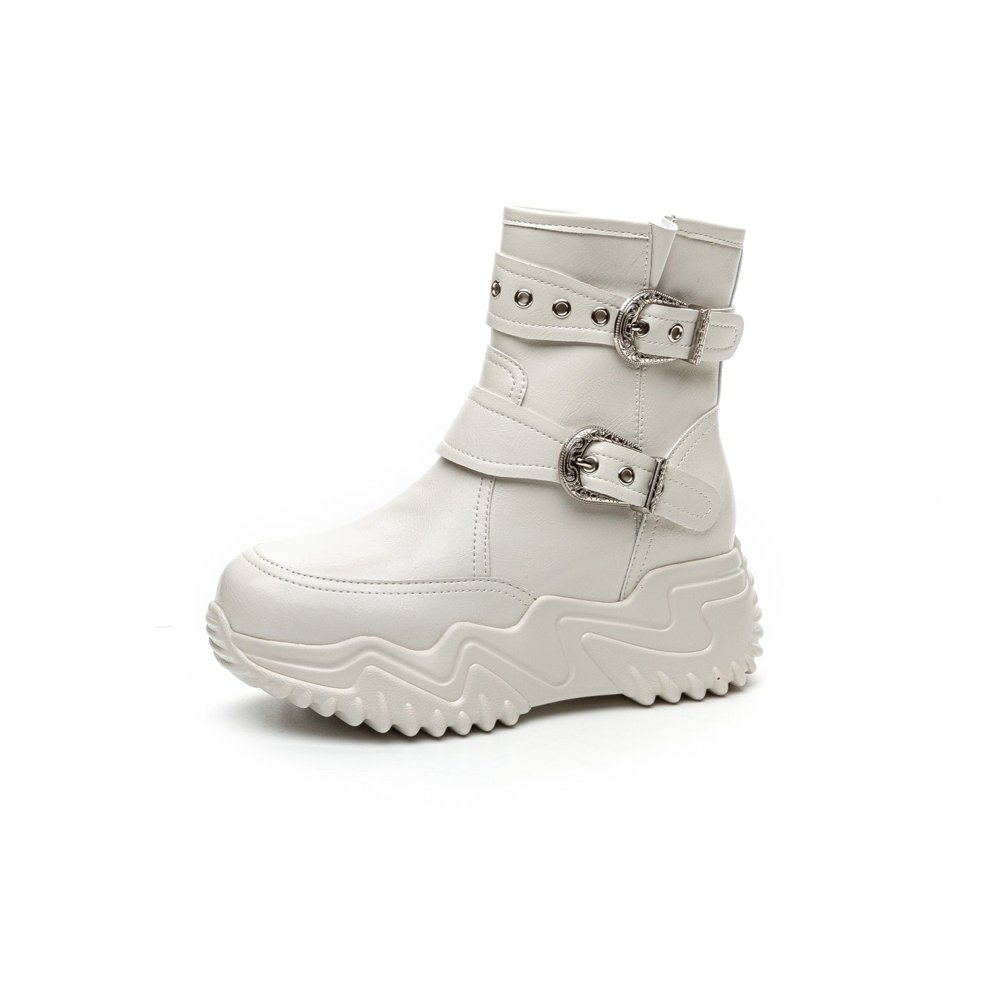 Women's High Top White Autumn Thick-soled Fashionable Casual Shoes