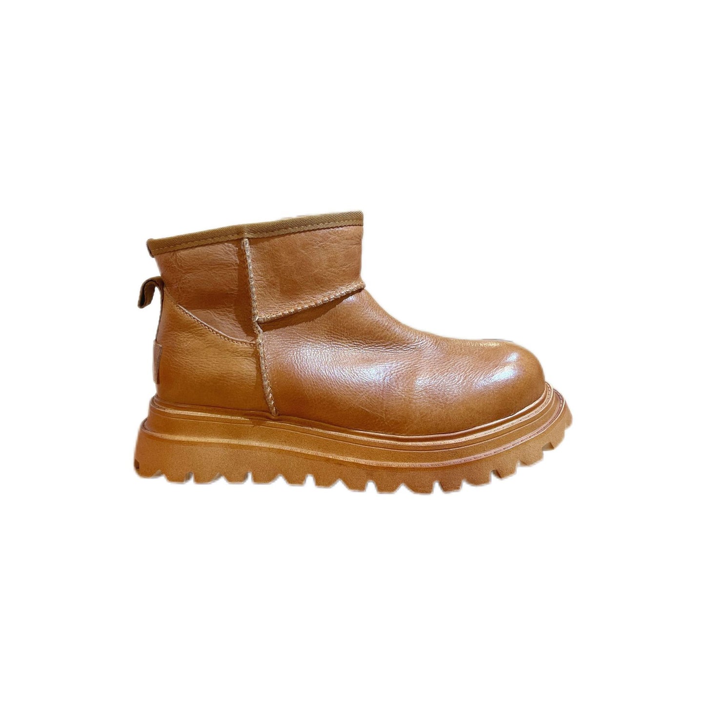 Women's Cowhide Wool Fur Integrated Platform Warm Snow Boots