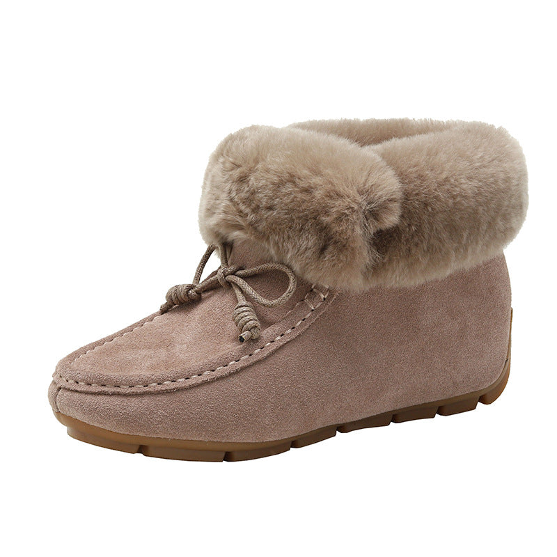 Women's Thermal Cotton Fleece-lined Rabbit Hair Height Snow Boots