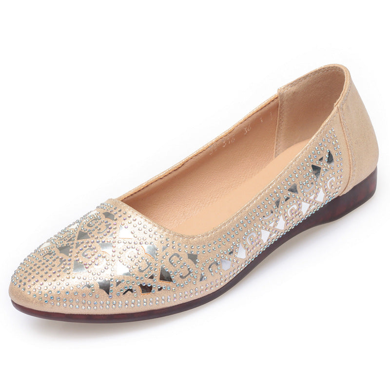 Women's Flat Hollowed Pumps Low Mom Mesh Women's Shoes