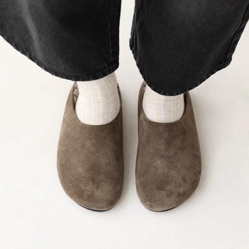 Women's Thick Bottom Warm Keeping Toe Cap Semi Lazy Slippers