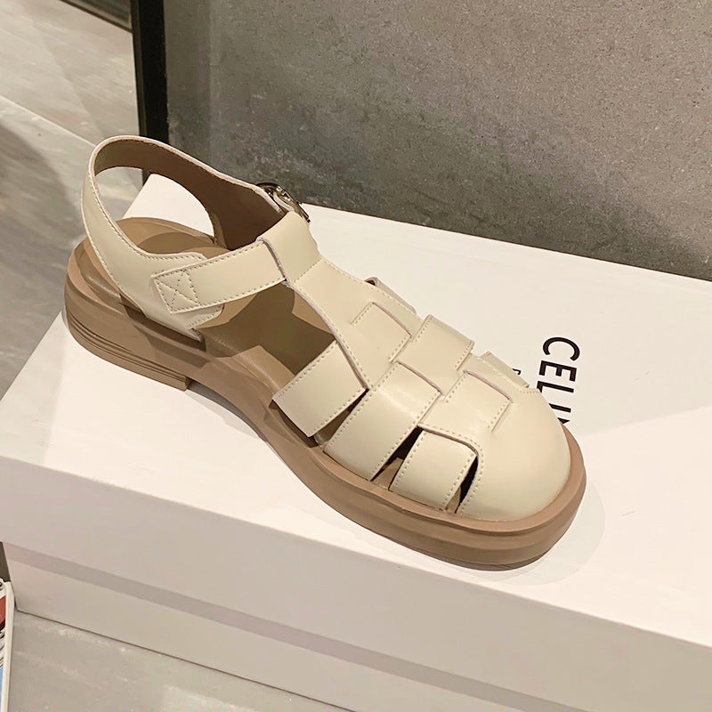 Women's Unique Genuine Roman Platform Pumps Sandals