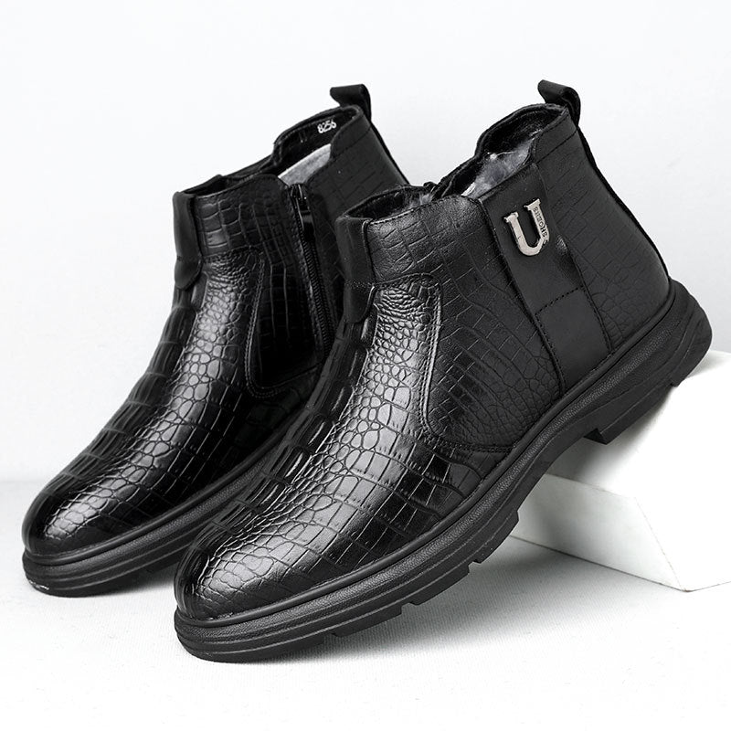 Men's Winter Genuine Cotton Warm Wool Short Snow Boots