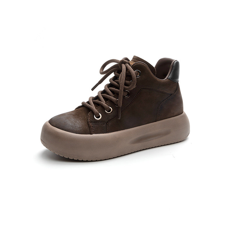 Women's First Layer Cowhide Platform Genuine With Casual Shoes