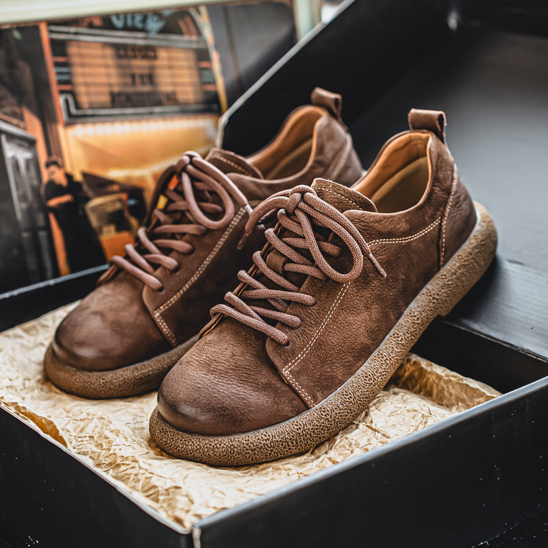 Men's Genuine England Style Retro Platform Soft Leather Shoes