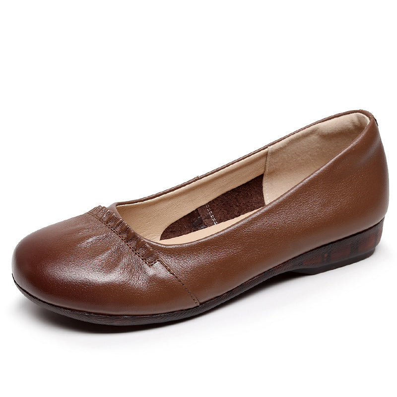 Women's Genuine Shallow Mouth Flat Plus Size Round Toe Casual Shoes
