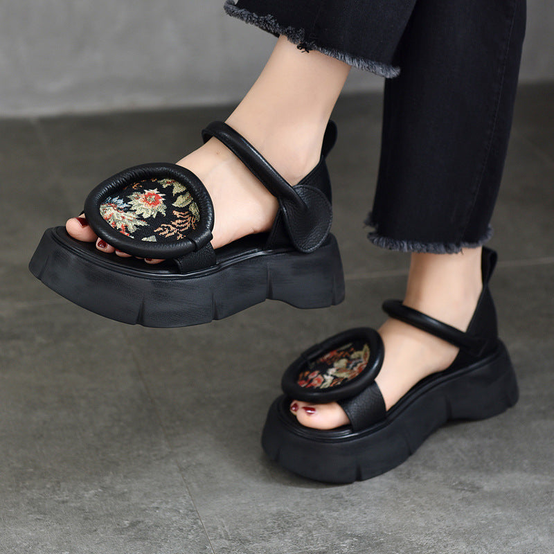 Women's Price Ethnic Style Platform Genuine Roman Sandals