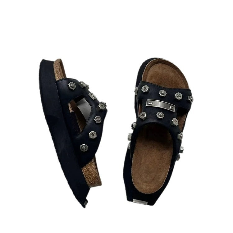 Women's Niche Functional Rivet Summer Thick-soled Outdoor Slippers