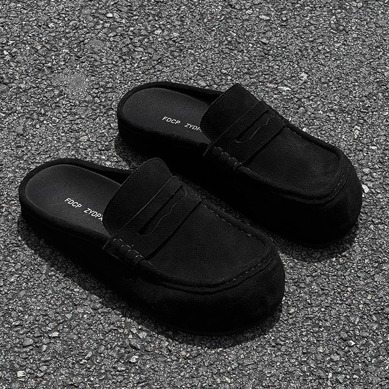 Trendy Platform Large Toe One Pedal Retro Easy Sandals