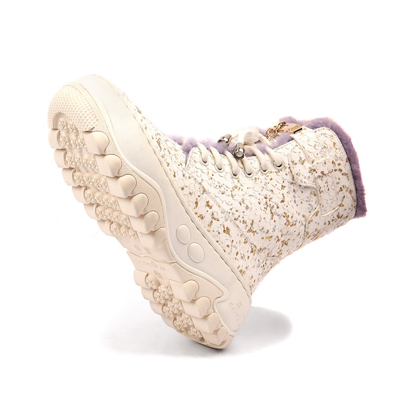 Women's Platform Fleece-lined Thickened Winter Big Cotton Fur Integrated Snow Boots