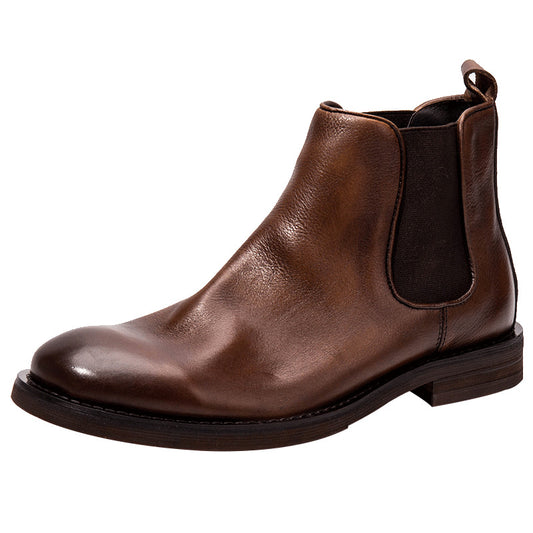 Men's Chelsea Round Toe Brown Martin First Boots