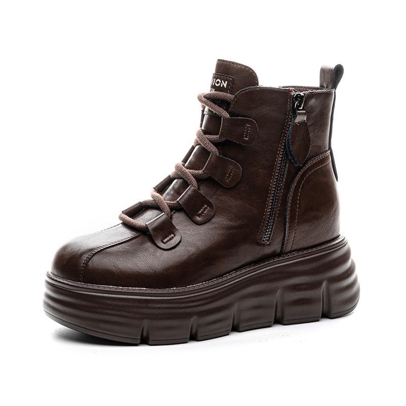 Women's Bottom Height Increasing Insole Side Zipper Comfortable Boots
