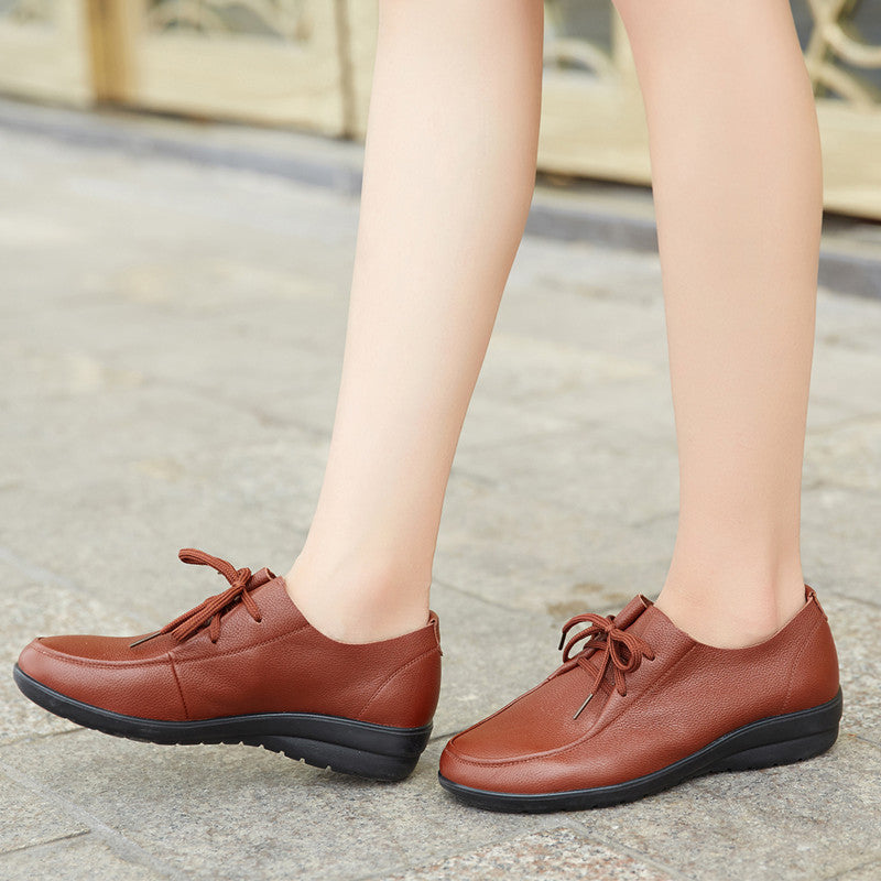 Women's Mother's Soft Bottom Genuine Flat Large Women's Shoes