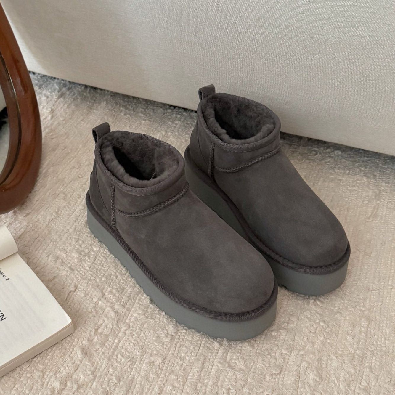 Women's Sf Platform Thick-soled Sheepskin Fur Integrated Snow Boots