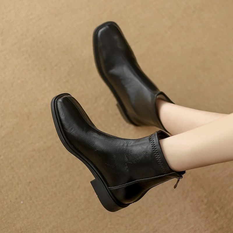 Women's Style Martin Skinny Chelsea Square Toe Fashionable Heels