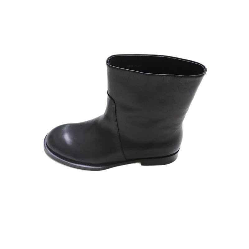 Women's Minimalist Basic Genuine Round Toe For Simple Women's Leather Boots