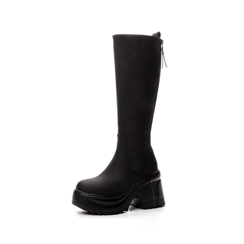 Women's Double Zipper High Riding Thick Bottom Boots