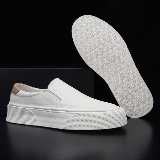 Men's Slip-on Trendy Soft Cowhide Breathable Black Sneakers