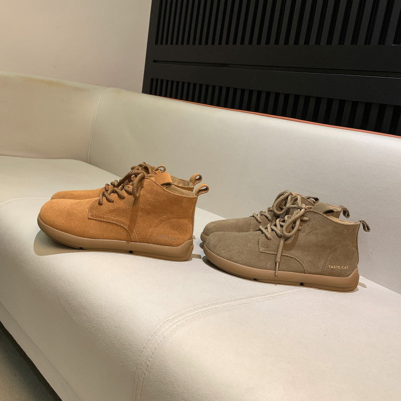 Women's Genuine Flat Retro Easy Matching Boots