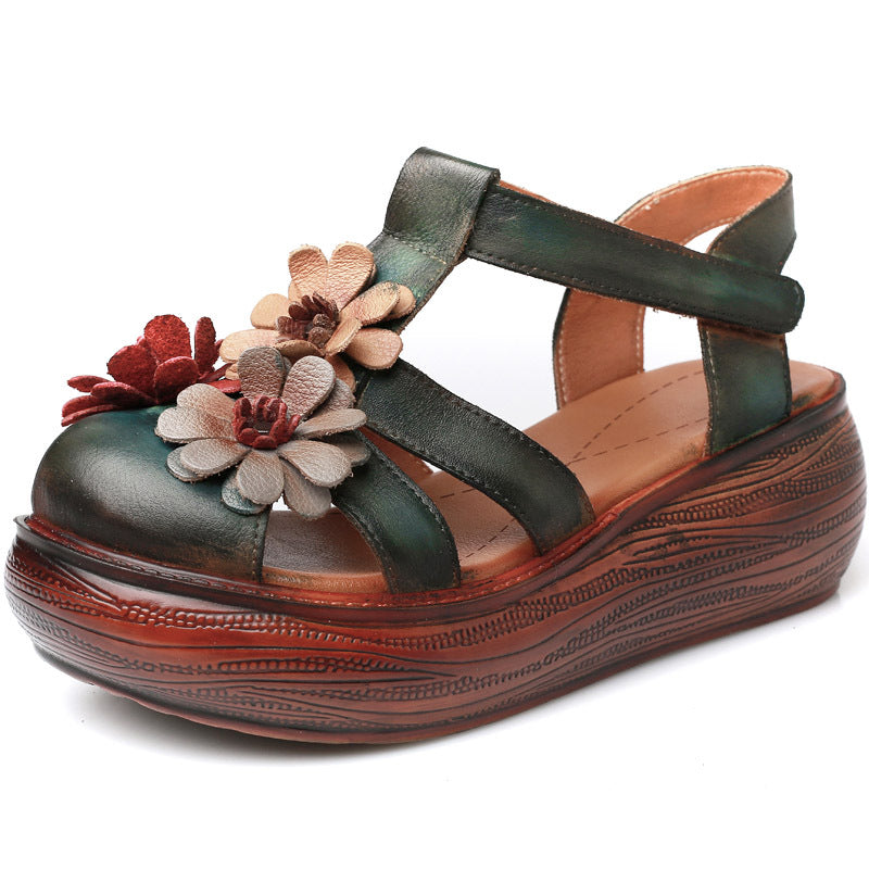 Women's Ethnic Style Mori Flower Toe Box Sandals