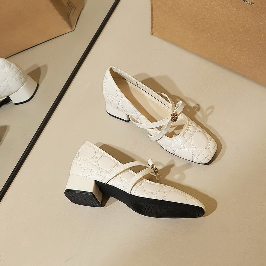 Women's Elegant Pana Pattern Metal Rose Bow Cross Strap Women's Fashion Shoes