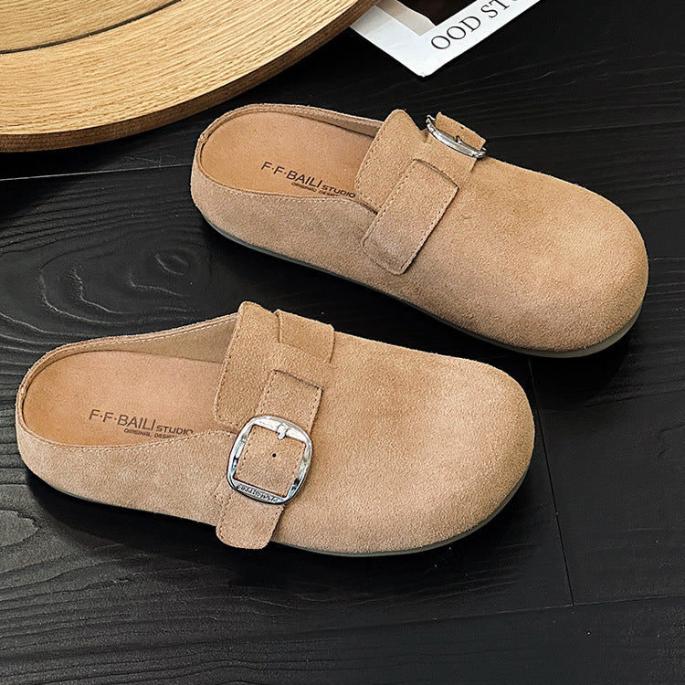 Women's Toe Box Semi Outer Wear Light Soft Bottom Slip-on Sandals