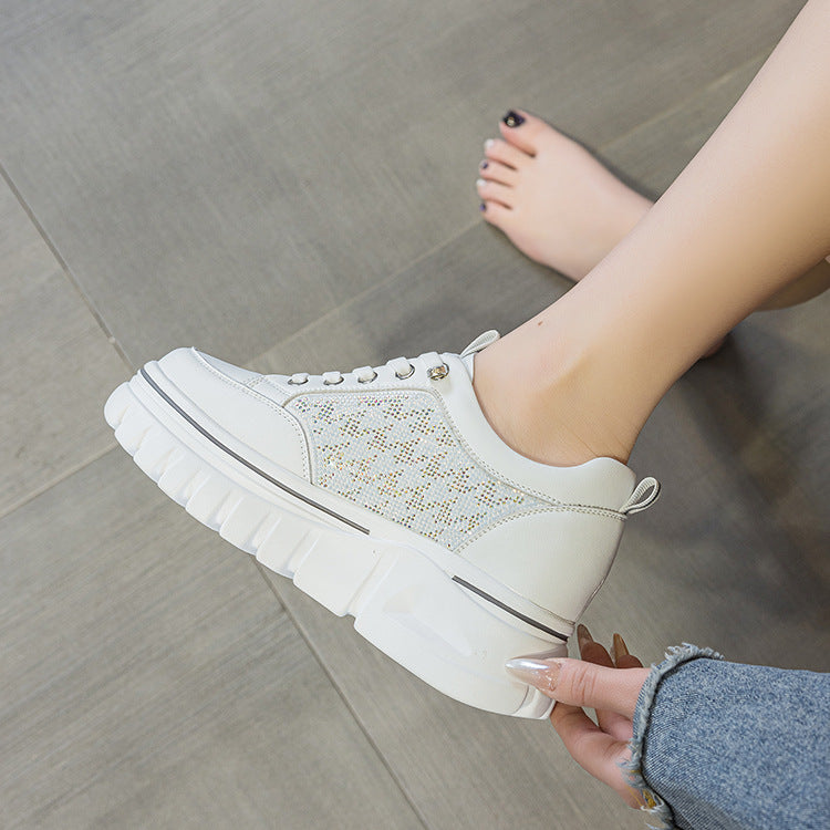 Women's Genuine Elevator Pu Sole White Spring Men's Shoes