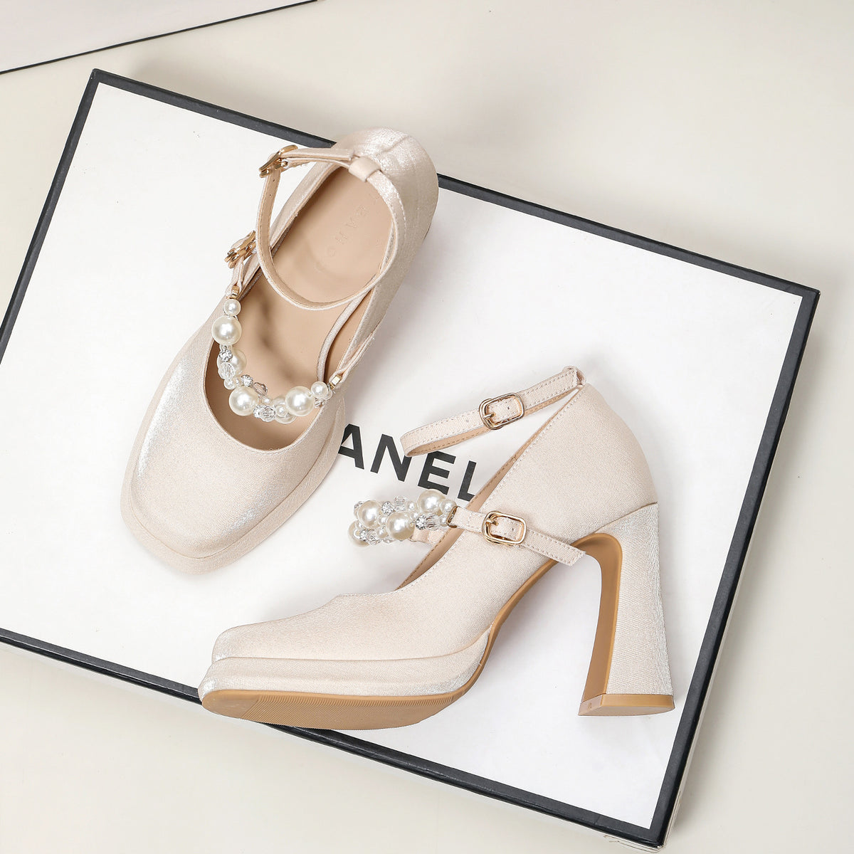 Women's High Pearl Rhinestone Platform Wedding Satin Sexy Noble Women's Fashion Shoes