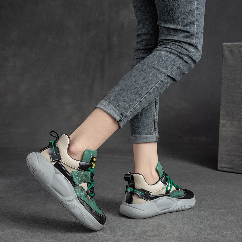 Women's Shu Autumn Multicolor Retro Platform Dad Women's Shoes