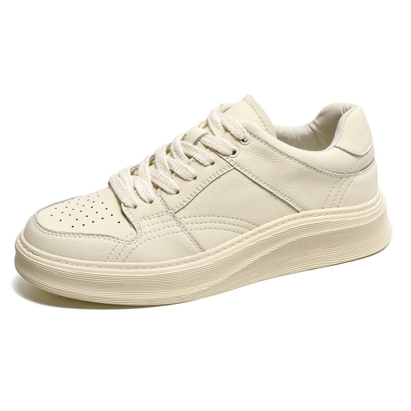 Men's White Trendy Campus Lovers Bread Leather Shoes