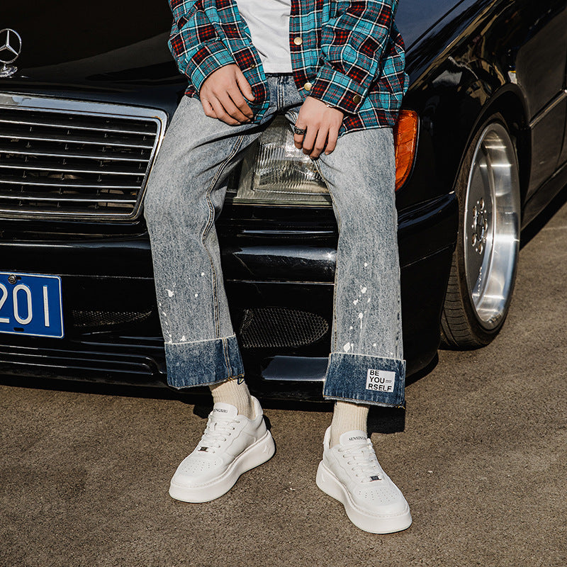 Men's Korean Style Trendy Comfortable White Spring Sneakers