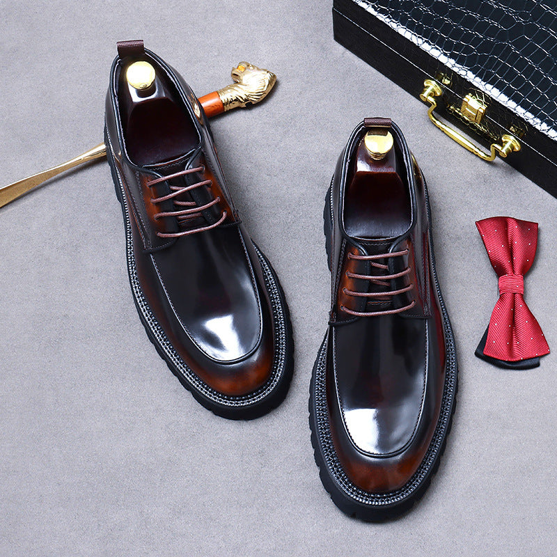 Men's For Big Promotion Genuine Business Platform Leather Shoes