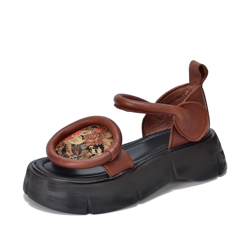 Women's Price Ethnic Style Platform Genuine Roman Sandals