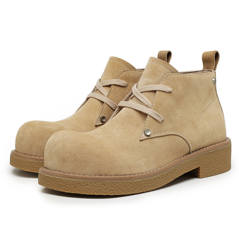 Round Head Leisure Platform Big Derby Leather Shoes
