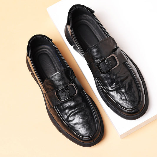 Men's Spring Sheepskin Genuine Dad Retro Beanie Leather Shoes