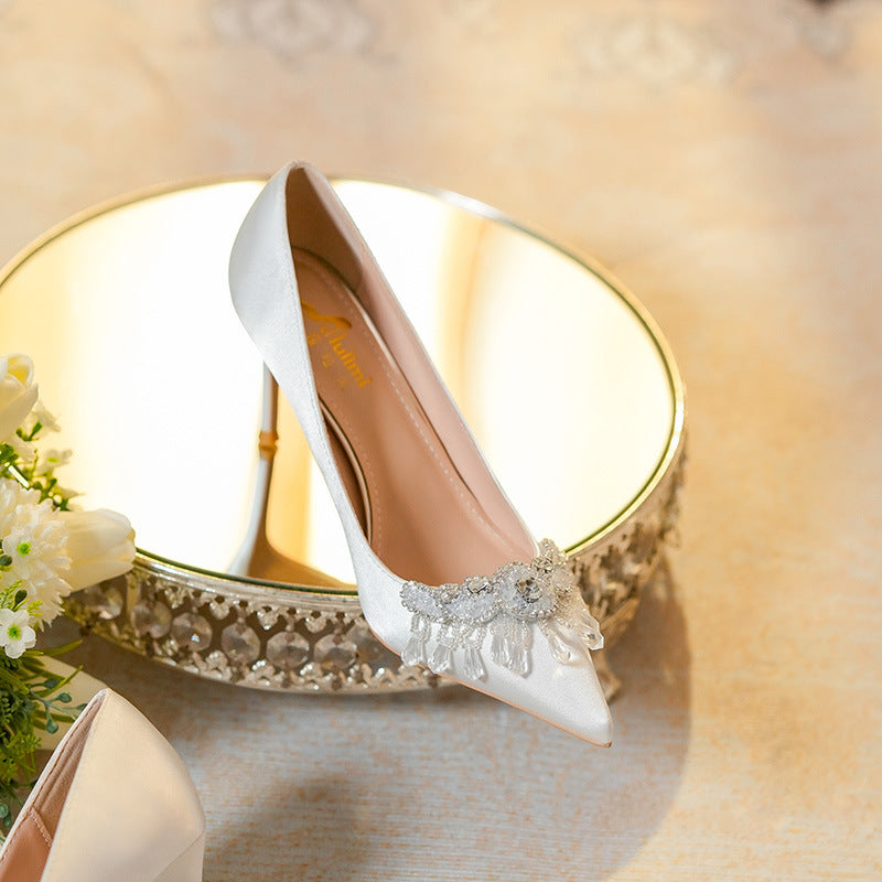 Women's Wedding Dress French Officiate Stiletto Pointed Women's Shoes