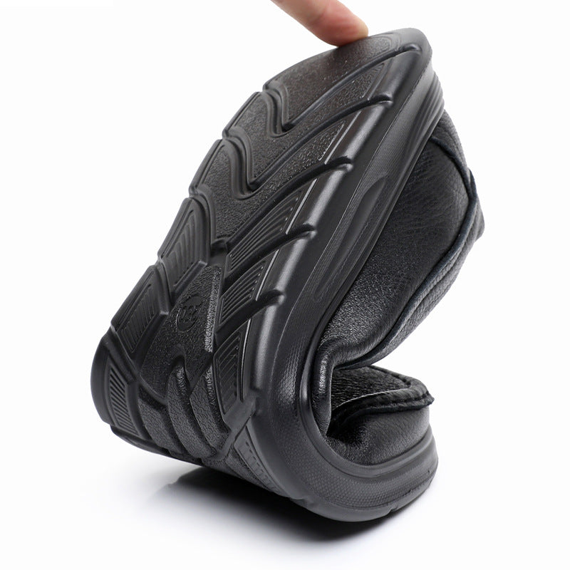 Men's Slip-on Sheepskin Comfortable Soft Bottom Sewing Bag Men's Casual Leather Shoes