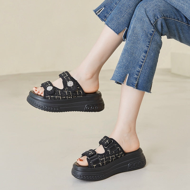 Women's Platform Outer Wear Fashion Out Fried Street Slippers