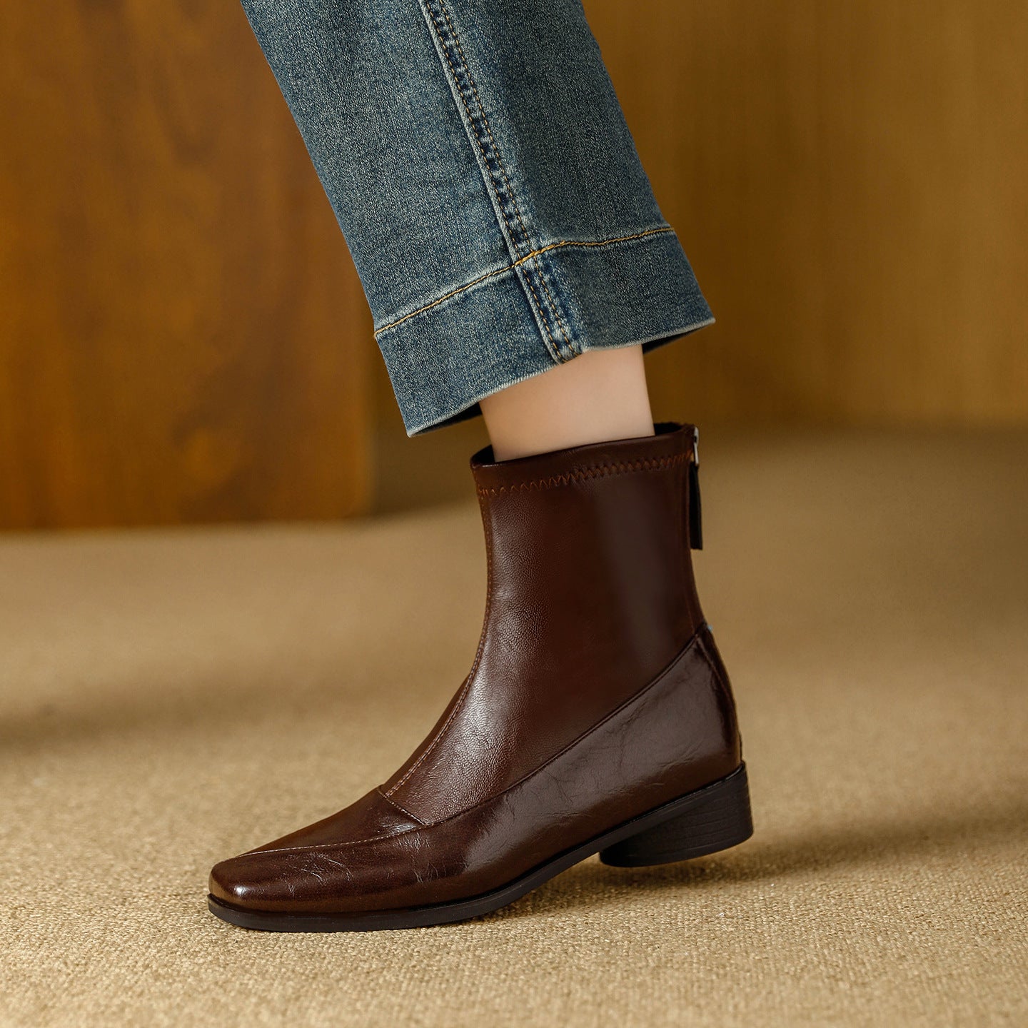 Women's Head Booties Autumn Thin Fashion Rear Zipper Boots