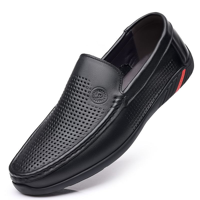 Men's Summer Simple Slip-on Black Genuine Doug Casual Shoes